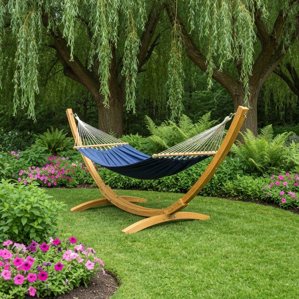 Hängmatteställning i trädgård